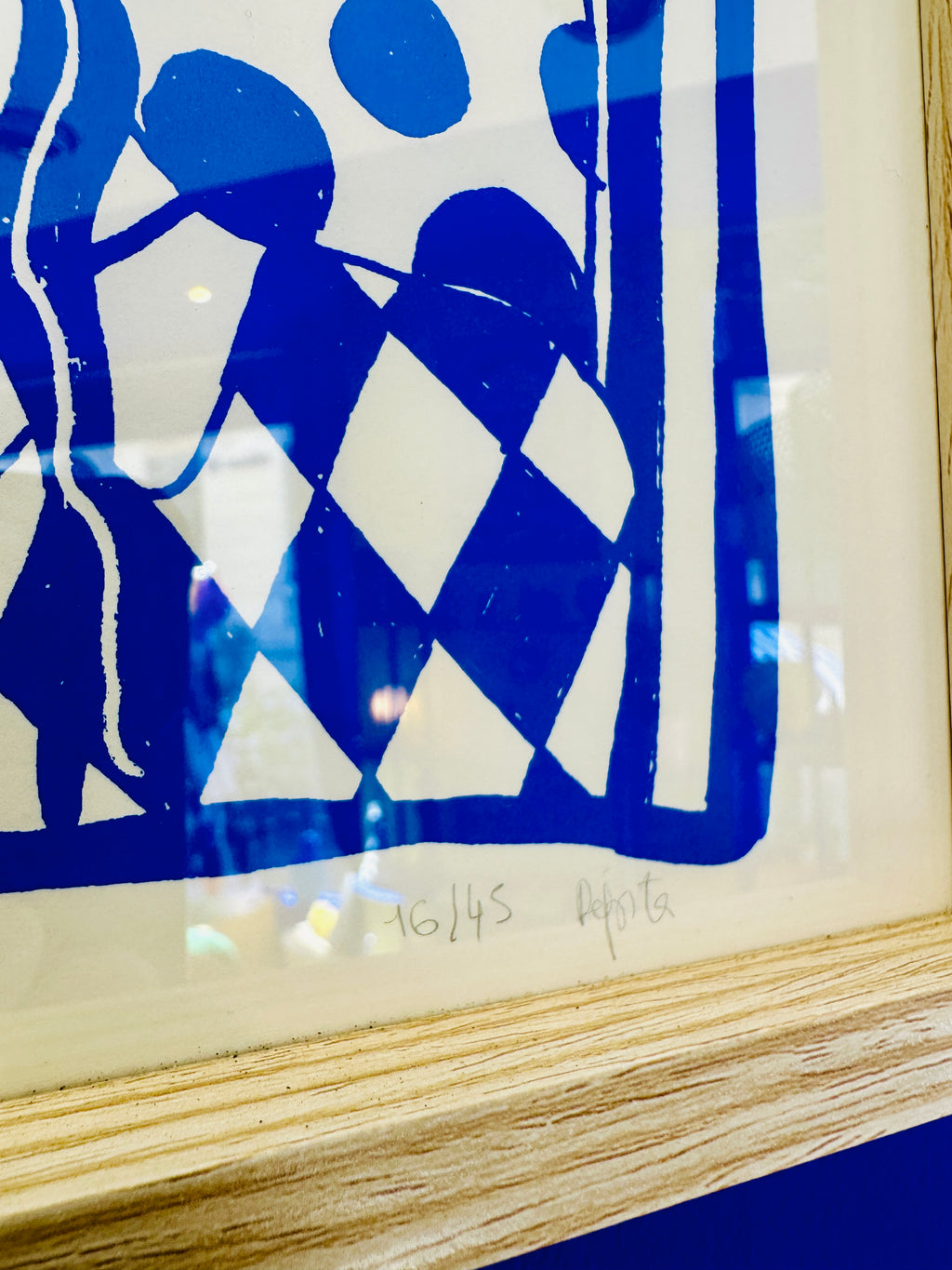 Sérigraphie bleue numérotée de Pepita. A3.