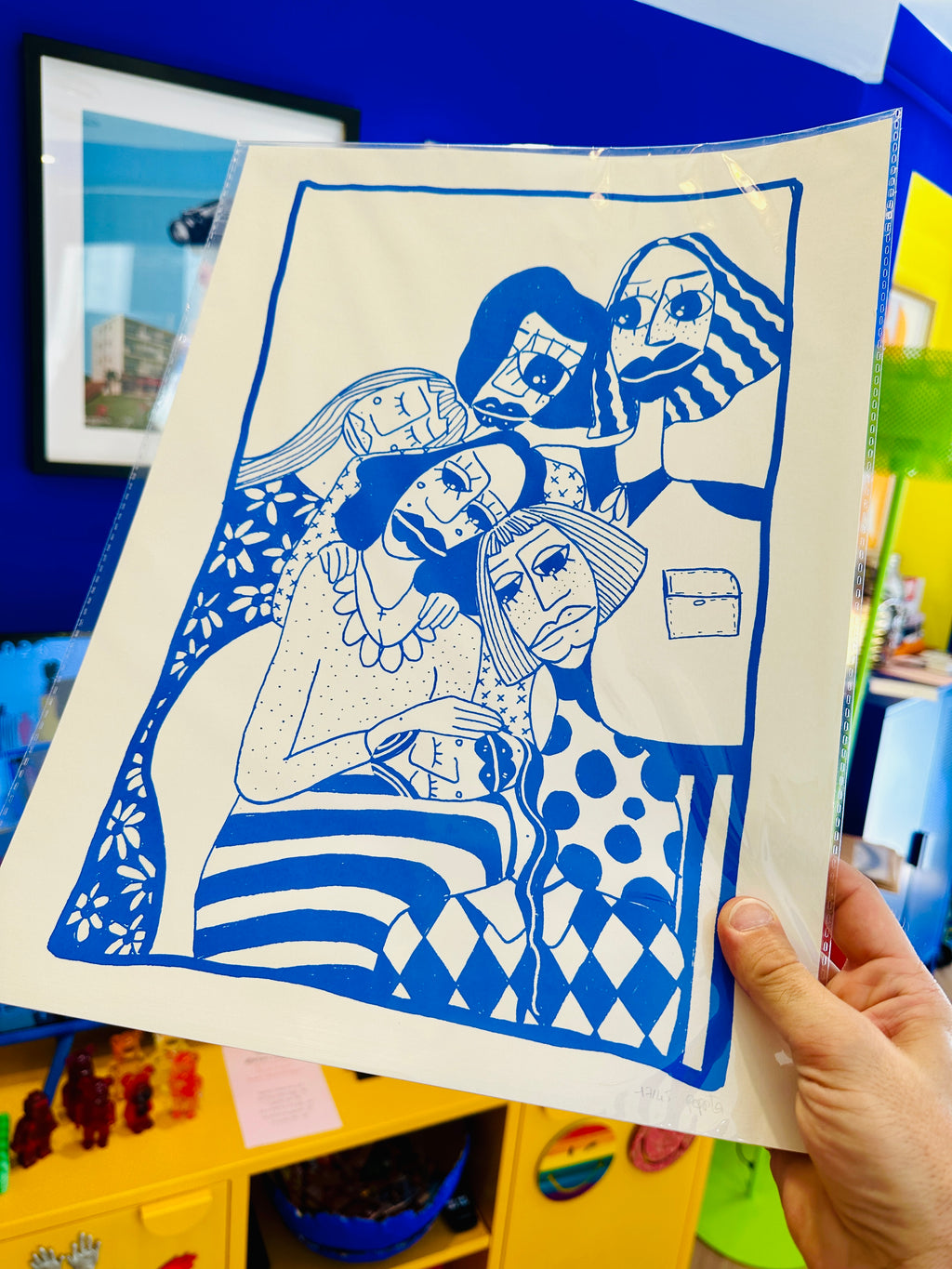 Sérigraphie bleue numérotée de Pepita. A3.