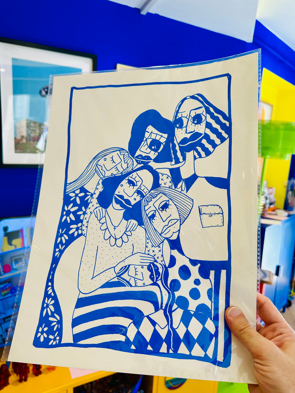 Sérigraphie bleue numérotée de Pepita. A3.