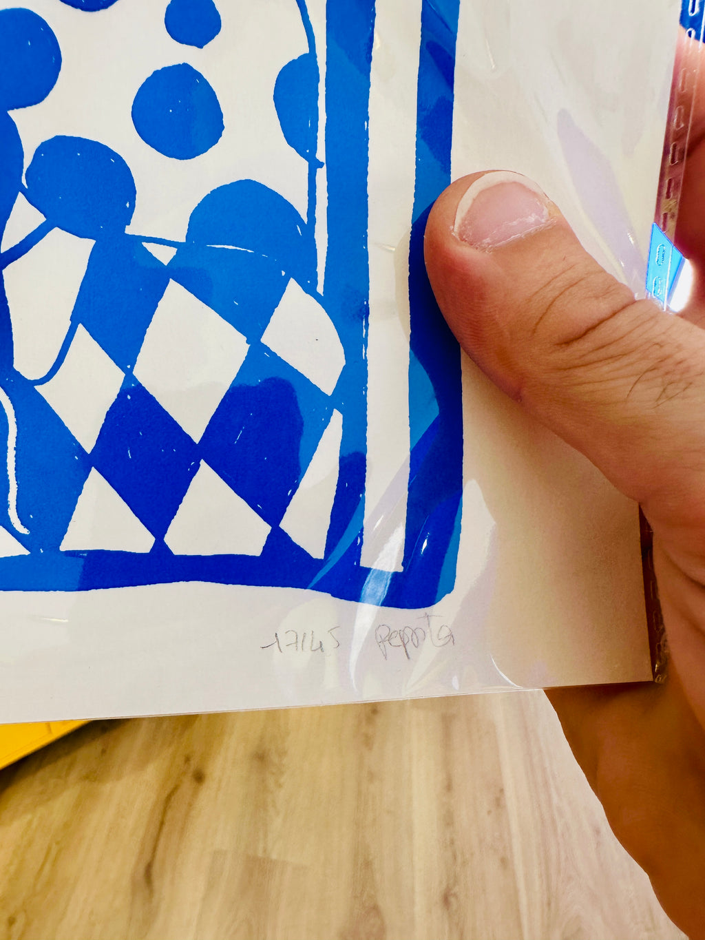 Sérigraphie bleue numérotée de Pepita. A3.