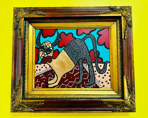 "Tori", framed canvas, unique piece by Pepita.