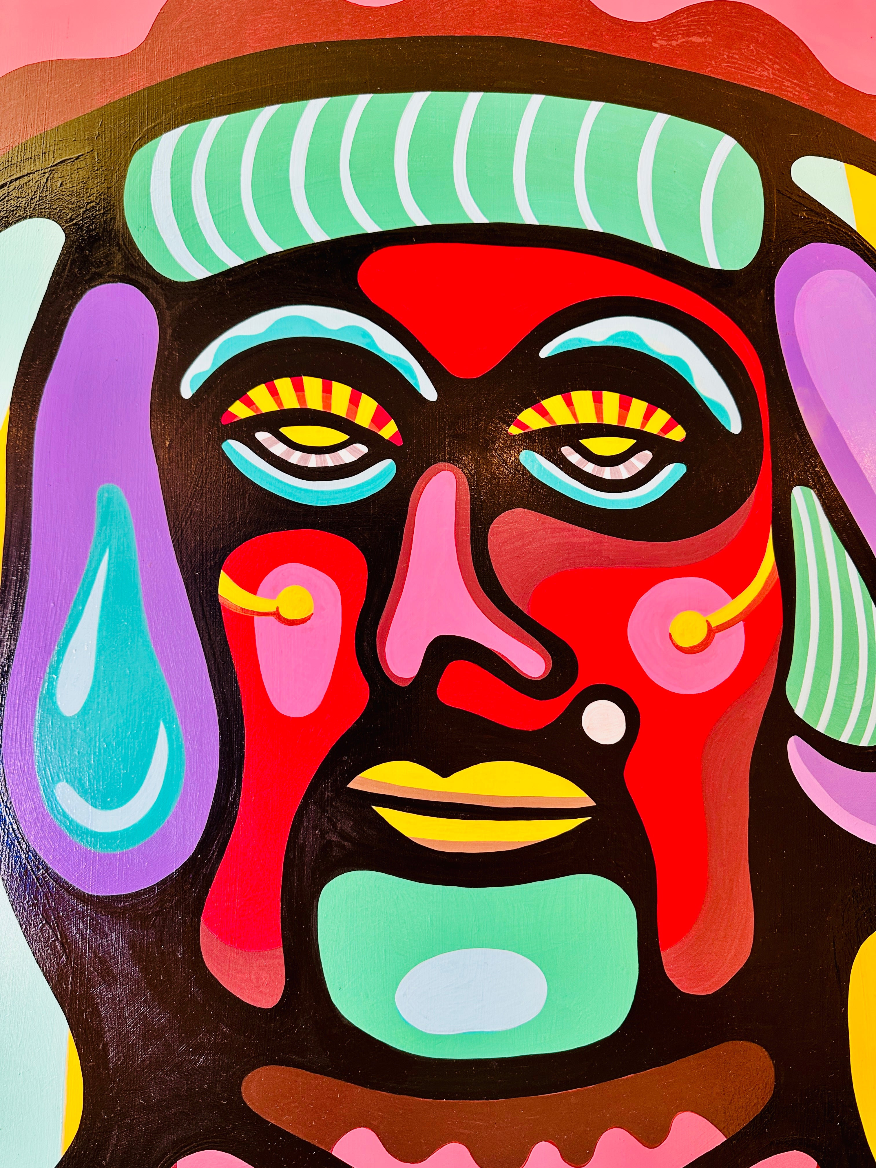 "La dame de la haute" par Cavam. Peinture sur bois de 60x80cm.