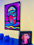 "Le pécheur" par Cavam. Peinture sur bois de 40x60cm.