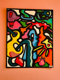 "Au détour d'une ruelle sombre" par Cavam. Peinture sur bois de 80x100cm.