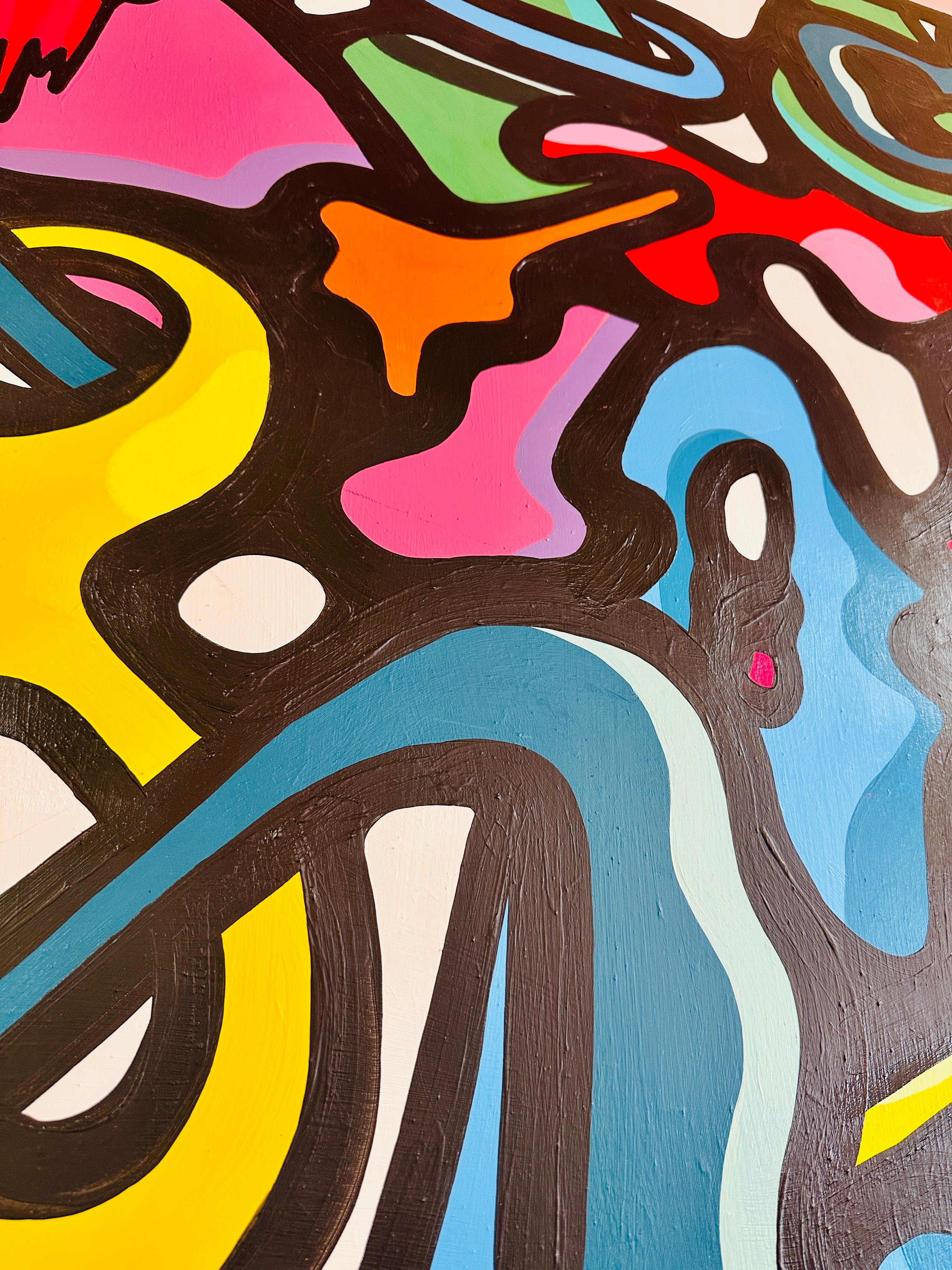 "Au détour d'une ruelle sombre" par Cavam. Peinture sur bois de 80x100cm.